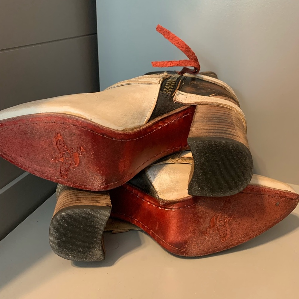 Freebird by Steven Ankle Boots in Cream and Red
